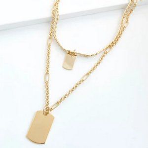 Jules Smith Goldplated Layered Dog Tag Necklace NWT